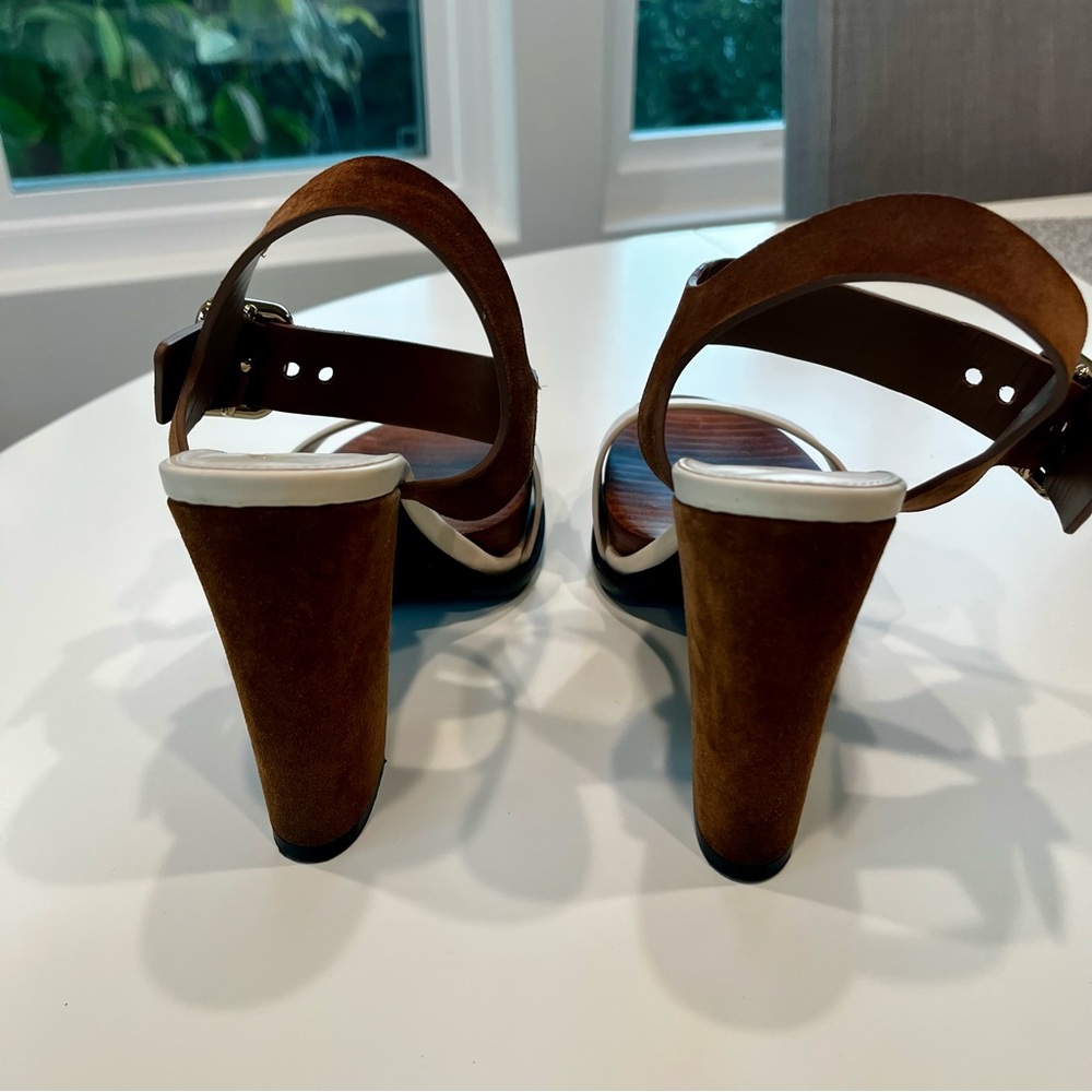 Tods Leather Platform Sandals Brown and White - Picture 8 of 12